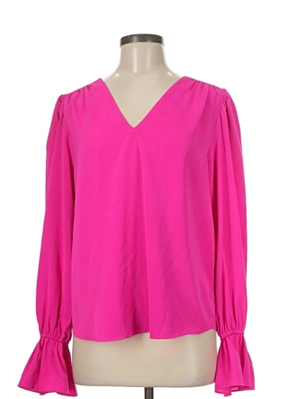 1. State Bright Fuchsia V-Neck Long Sleeve Blouse
